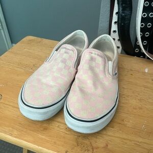 Pink Checkered Slip On Vans (8.5M/10W)